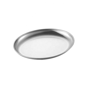新产品韩式烧烤配菜盘椭圆形不锈钢食品餐盘家用餐具
