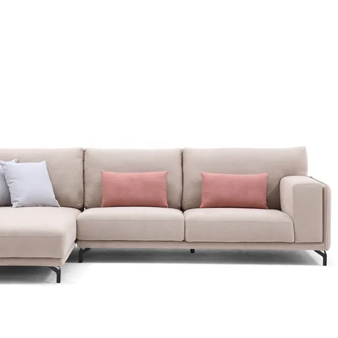 Sofá en forma de L, blanco crema, para sala de estar, foshan, conjunto de muebles para el hogar, 2020
