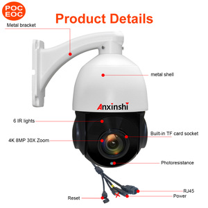 Anxinshi PoC & EoC พาวเวอร์ซัพพลาย H.265,5.0MP ใหม่โปรเซสเซอร์32บิต HD IP IR กล้องวงจรปิดความเร็วสูงแบบโดม - Product Image 3