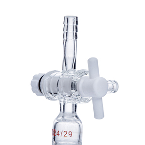 Laboratuvar cam düz tip vakum adaptörü konnektörü ile iki 2 yollu düz delik cam PTFE Stopcock - Product Image 3