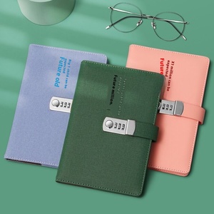 Cuaderno de contabilidad con bloqueo de contraseña para adultos, cubierta de cuero de tamaño A3 de 100 páginas para estudiantes femeninas, blocs de notas masculinos, organizador de mano para estudiantes - Product Image 3
