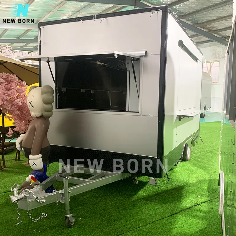 QD NEWBORN reboque quadrado de alumínio venda quente para fast food, multi-função móvel alimentos carrinho