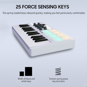 M-VAVE 25-клавишная клавиатура MIDI Control Мини Портативная USB клавиатура MIDI контроллер с 25 скоростными чувствительными клавишами