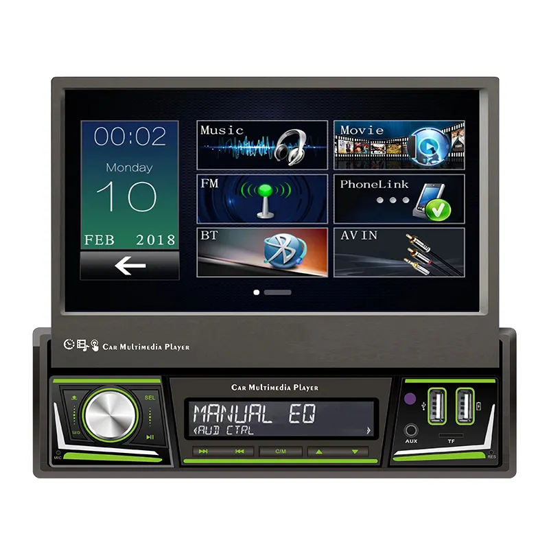 Écran LCD universel de 7 pouces HD autoradio BT Navigation GPS multimédia mirrorlink lecteur multimédia de voiture