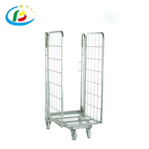 Collapsible Galvanized <strong>Nesting</strong> Mesh Z Frame Roll <strong>Container</strong> with Wheels Folding Transport Cage Trolley Cart - Product Image 4