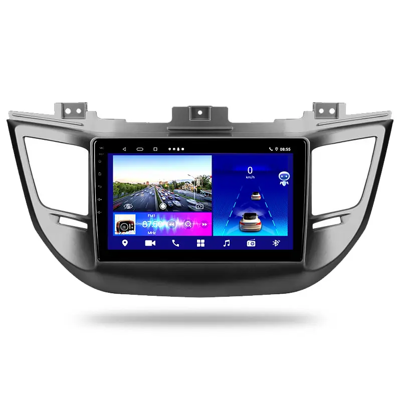 เครื่องเล่นเสียงในรถยนต์แอนดรอยด์10.0,สเตอริโอ HD รองรับวิทยุรถยนต์ BT GPS TPMS พวงมาลัยเล่นดีวีดีสำหรับ Hyundai TUCSON3