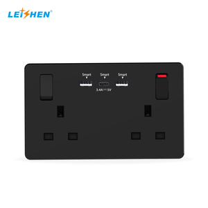 墙壁插座双开关，带2USB和1 C型快速充电13安培2组白色电插座 - Product Image 5