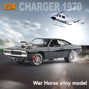 Diecast Model Car 1:24 Charger 1970 with Sound and Light Pullback Metal Car Model <strong>Toys</strong> Ornament Decorate Car Model - Product Image 4