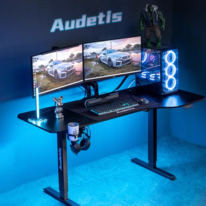 高さゲームデスク1.6m PCカスタム調整可能LEDライト付き大型家庭用コンピュータテーブル