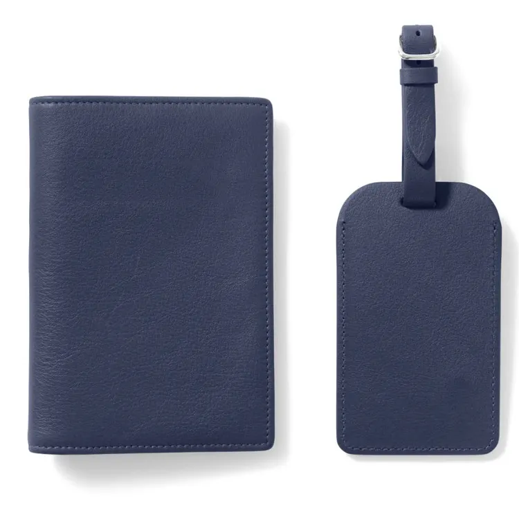 Custom Pu Navy Travel Passport Wallet Cover Holder Sublimation Passport Cover Blanks porta passaporto e Set di etichette per bagagli