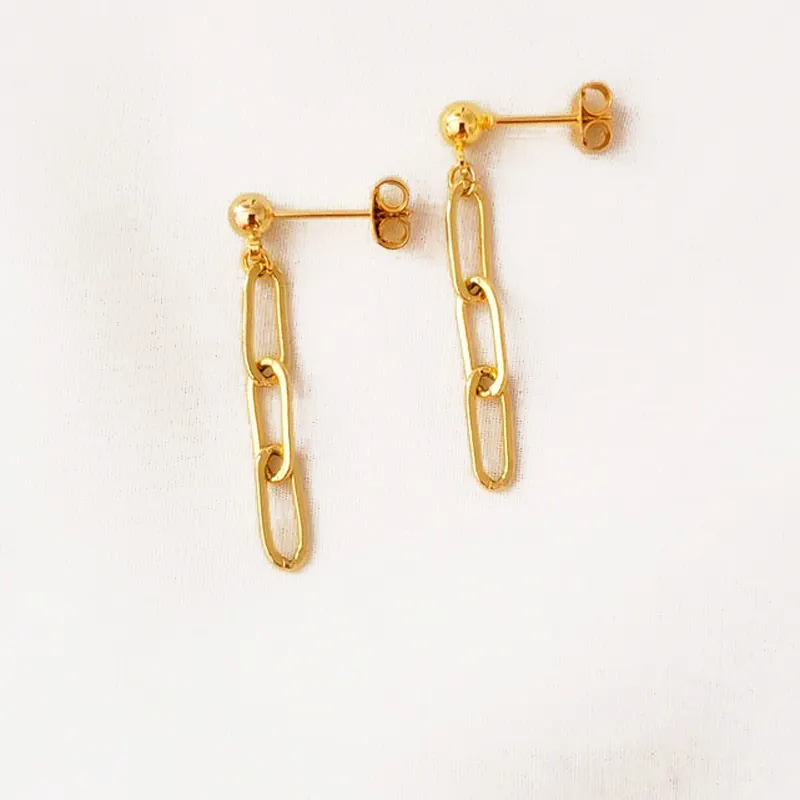 Acero quirúrgico hipoalergénico pendientes de cadena pendiente minimalista oro piercing, pendientes de clip, pendientes para las mujeres