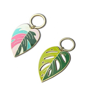 定制金属雕刻搪瓷钥匙链植物叶锌合金吊坠礼品钥匙扣 - Product Image 6