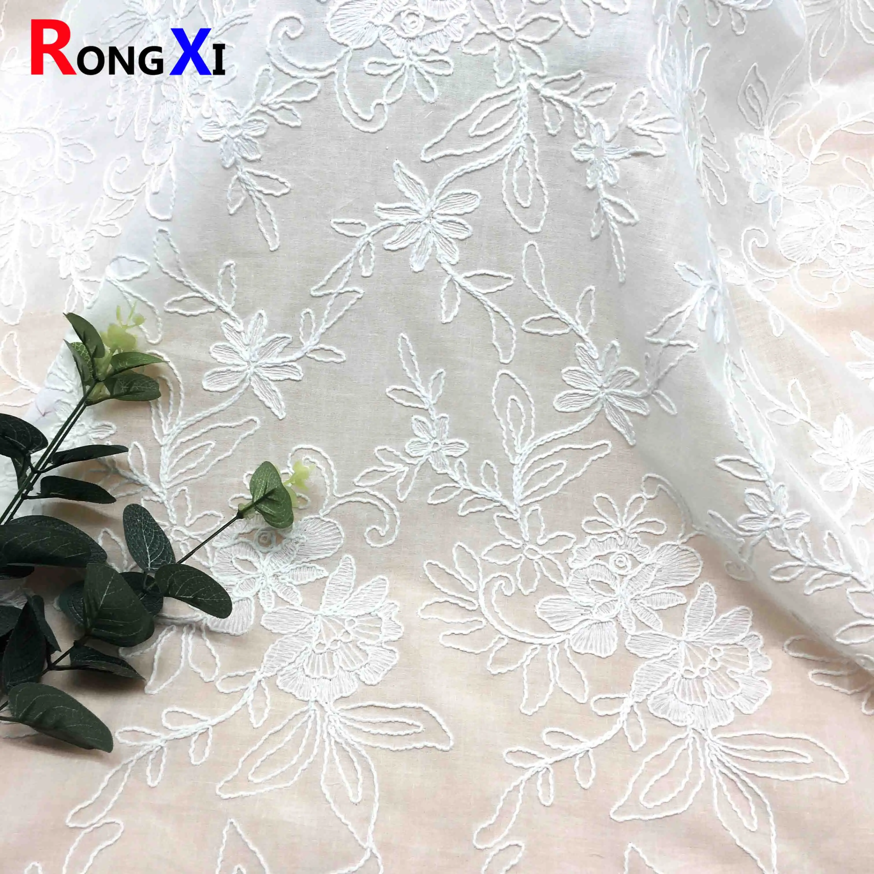 RXF2205 tessuto ricamato in tessuto con occhielli in cotone con lenza