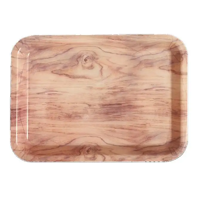 New Wooden design stackable plastic melamine trays for restaurant