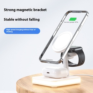 磁気スリーインワンワイヤレスチャージャーワイヤレス充電スタンド対応Apple Watch 15W多機能ランプ付き - Product Image 2