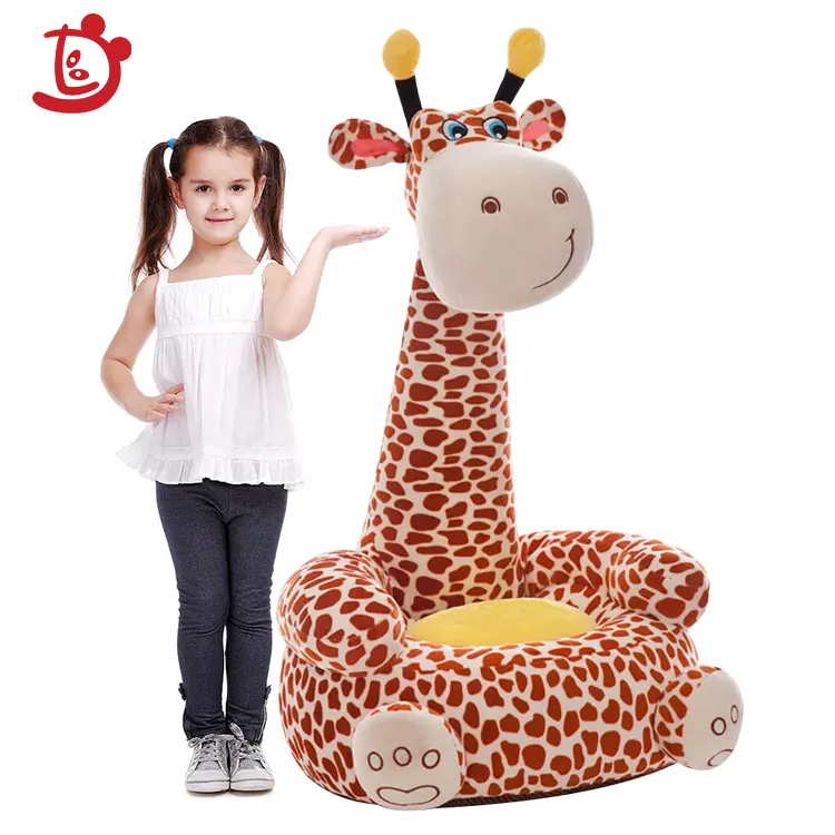 Sofá de felpa con dibujos animados para niños, silla de felpa suave con diseño de jirafa