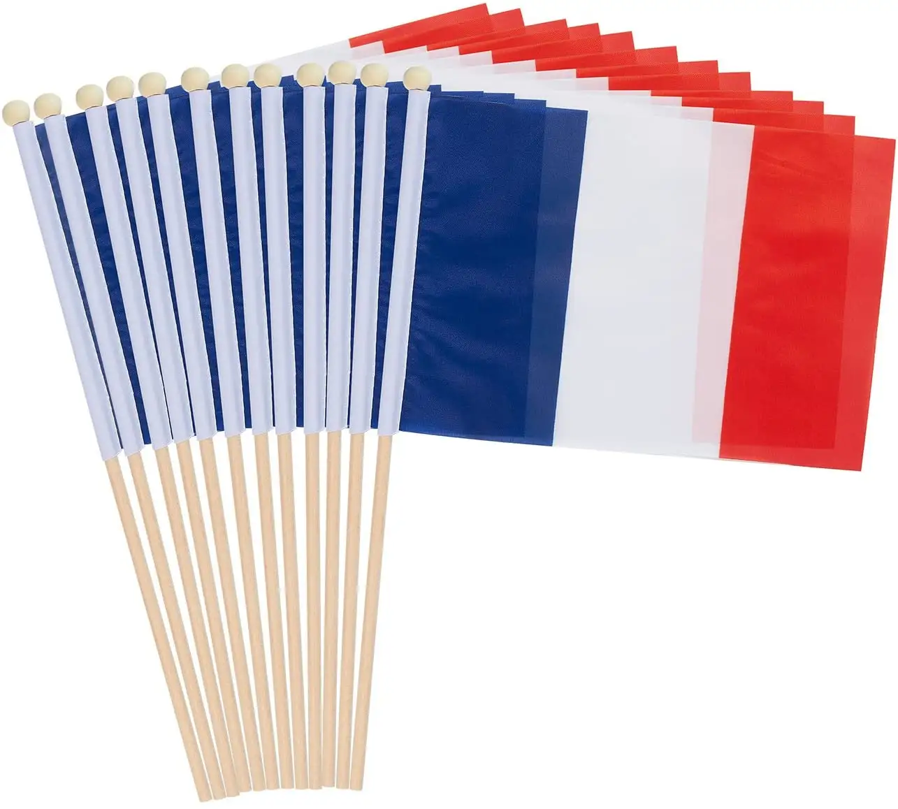 Bandeira de ondulação de poliéster, alta qualidade, 100% poliéster, design personalizado, 30*45cm, durável, material frança, bandeira de madeira, venda imperdível