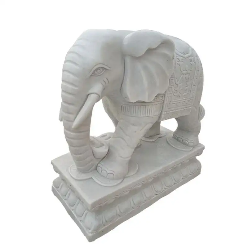Intagliato a mano all'aperto stile tailandese decorazione statua di elefante scultura di grandi dimensioni statua in pietra naturale scultura in marmo