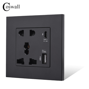 COSWALL电脑面板电源插座类型-C接口18w智能快速充电USB端口国际通用壁式插座 - Product Image 2
