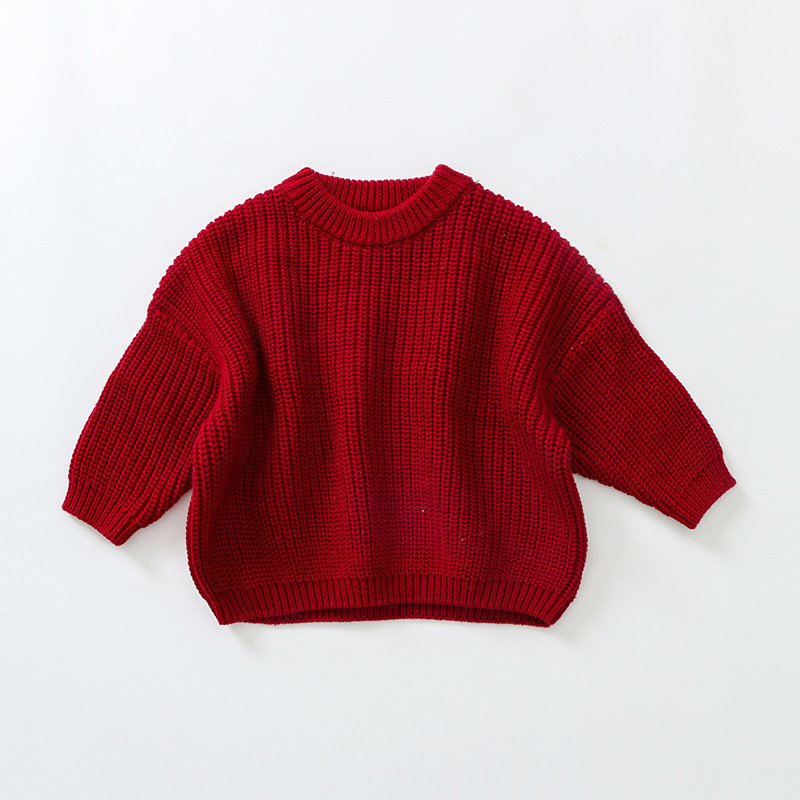 Dark red plain blank kids sweater
