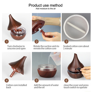 Gece işık ile taşınabilir ultrasonik hava nemlendirici akıllı buhar makinesi temizleyici Mini ahşap tahıl tasarım araba kullanımı için - Product Image 5