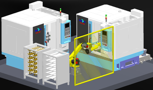 Industrieller Roboterarm für die Verarbeitung von Türsteuerungs-Hardware mit Förderband - Product Image 4
