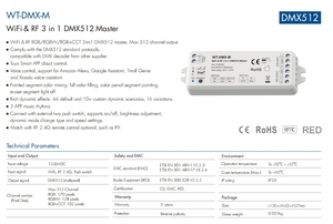 Skydance WT-DMX-M 12-36VDC WiFi ve RF 3 in 1RGB/RGBW/RGB + CCT 3-in-1 DMX512 master Tuya APP kontrolü ses kontrolü ile - Product Image 4