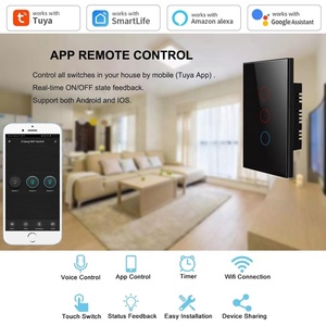 AU / US Standard 1CH/2CH/3CH/4CH Interruptor Inteligente Aluminum Frame Touch Glass Panel Tuya Smart Touch Electrical <strong>Switches</strong> - Product Image 2