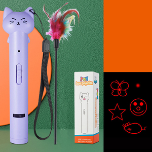 Großhandel benutzer definierte 5-Muster wiederauf ladbare interaktive Katze Laser Zeiger Spielzeug Haustier interaktive Bewegung Feder Teaser - Product Image 3