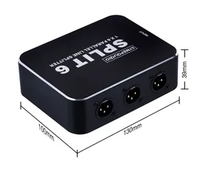 Passive XLR <strong>1</strong> in 6 Out Audio Signal <strong>Splitter</strong> 6-in-<strong>1</strong>-out Switch for Microphone Sound Mixer Stage Conference