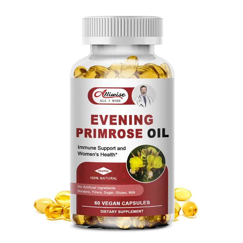 OEM 60pcs Evening Primrose Oil Cápsula Softgel Suplemento de Saúde da Pele Feminina