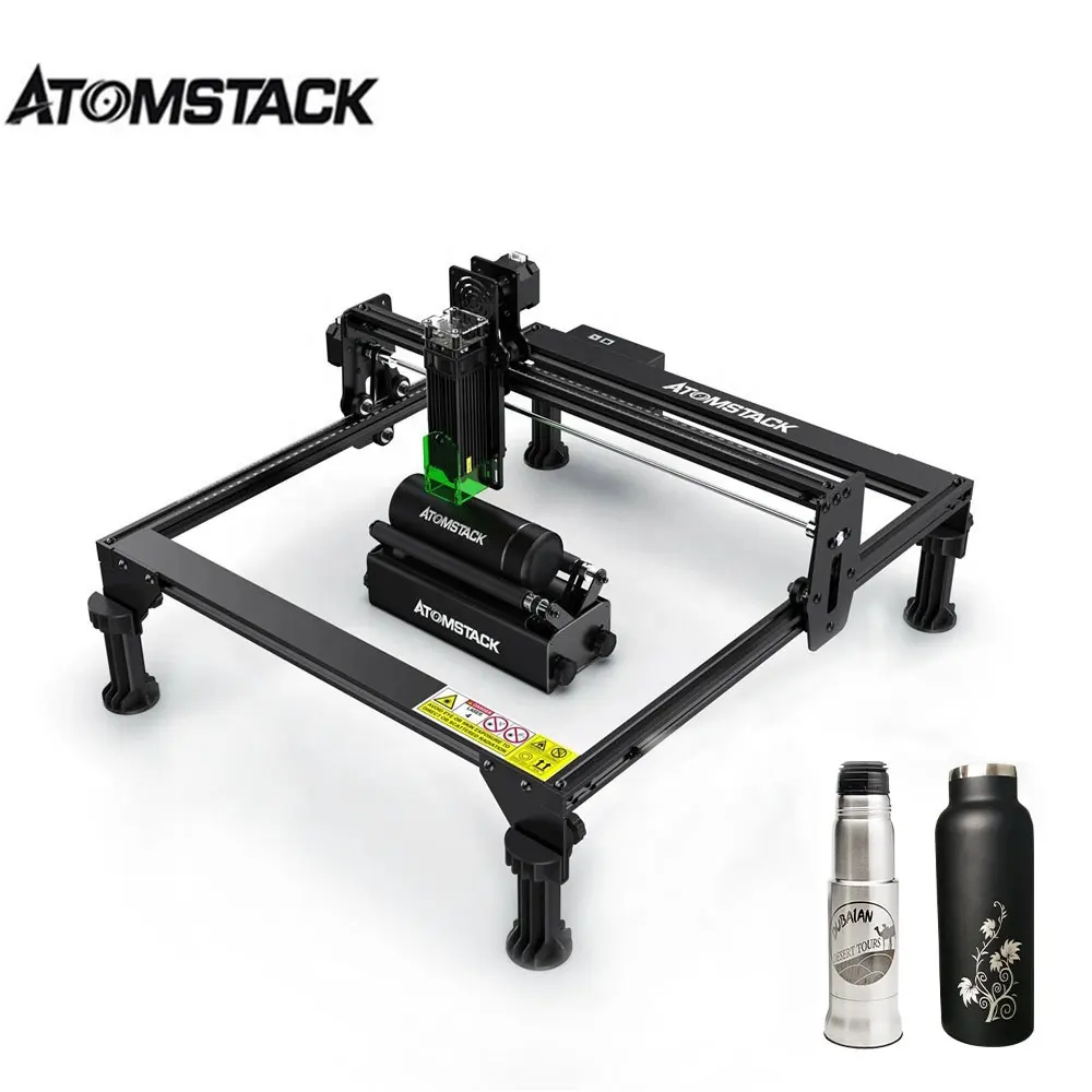 ATOMSTACK A5 20W R3 döner silindir taşınabilir CNC Metal deri akrilik kalem silindirik nesne lazer oyma makineleri