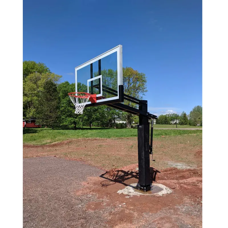 Sistema ajustable al aire libre al por mayor en postes de portería de baloncesto al suelo