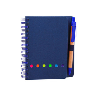 Cuaderno en espiral con cubierta de papel Kraft hilo de coser encuadernación portalápices notas adhesivas marcador de página pestañas de índice banderas para diario