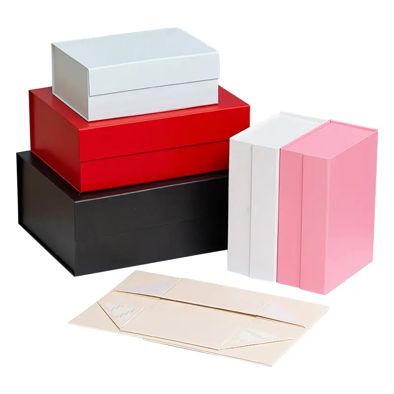 낮은 MOQ 사용자 정의 로고 도매 럭셔리 블랙 자석 종이 상자 가발 의류 판지 접이식 마그네틱 선물 상자 포장 종이 상자