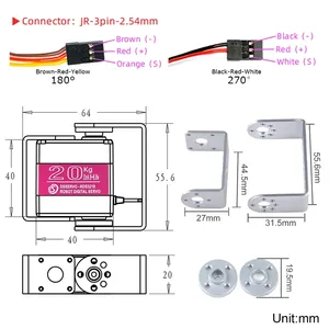 RDS3218เซอร์โวดิจิตอล RC แบบเพลาคู่แรงบิดสูง20กก. พร้อมเซอร์โว270องศา180องศากันน้ำที่ยึดตัวยู IP66สไตล์ของเล่น - Product Image 5