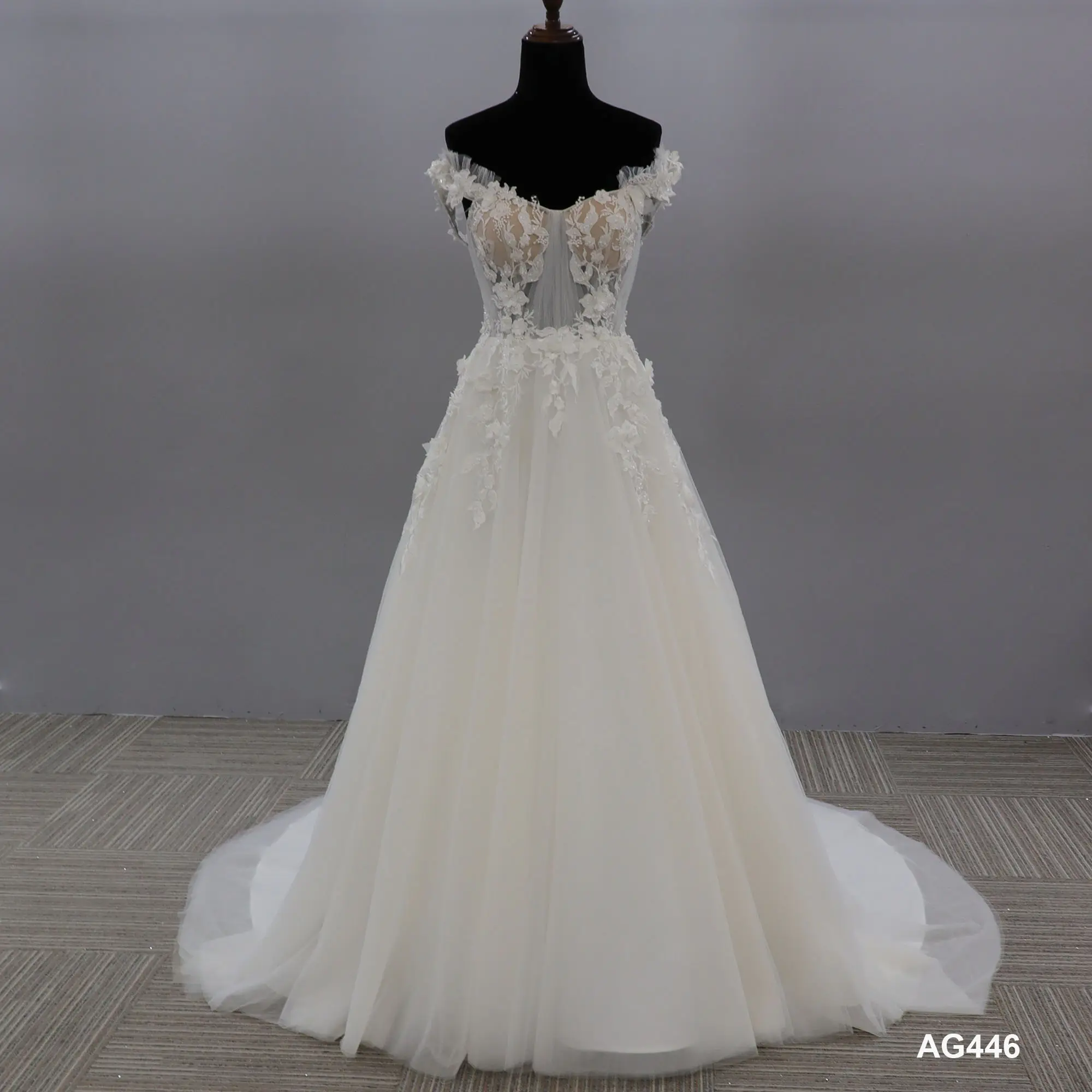 Váy Cô Dâu Thêu Duyên Dáng Trễ Vai Phong Cách Tùy Chỉnh Váy Trang Trọng Xuất Khẩu Vestido De Boda Casamento Cho Váy Cưới Nữ