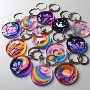 Özel hatıra bts hayvan tasarımcı Anime karakter Kawaii kedi temizle reçine plastik anahtarlık akrilik anahtarlık