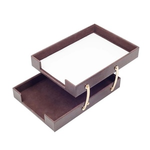 Văn Phòng Nguồn Cung Cấp Phụ Kiện Xếp Chồng Vàng Khay Bài Viết Tùy Chỉnh Sang Trọng 2 Tier Máy Tính Để Bàn Tập Tin Tài Liệu Khay Bàn Tổ Chức - Product Image 2