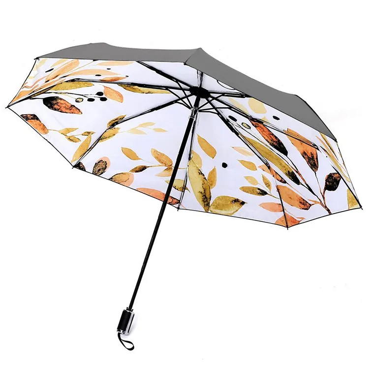 Umbrella Manufacture Hot UV Sunshade Flower Printing Foldable Sun Rain 3 Fold Umbrella For Outdoor