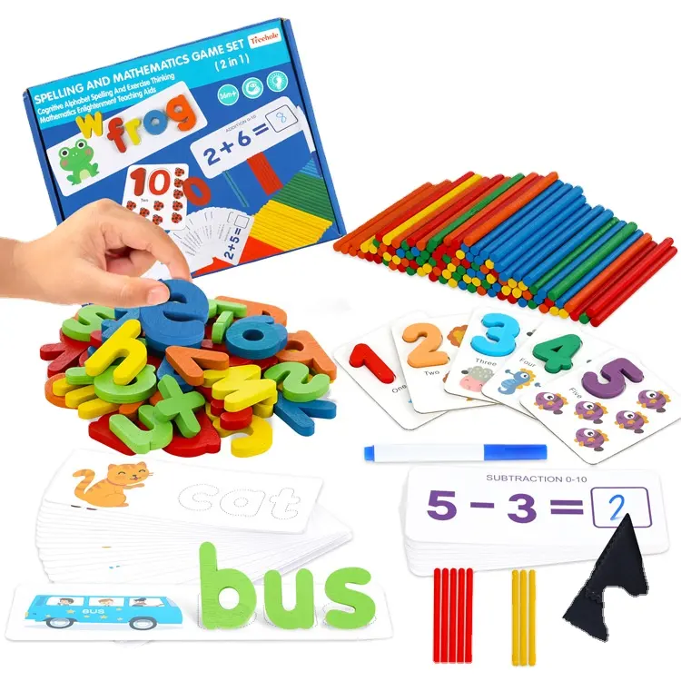 Montessori In legno ortografia parole gioco alfabeto numeri 2-In-1 aiuto didattico bambini cognitivo educazione precoce giocattoli per bambini CE