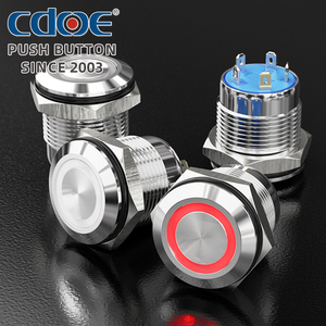 16mm Druckknopf schalter 12V 100mA SPDT IP67 Wasserdicht Druckknopf Metalls chale für die Steuerung der Instrumenten tafel - Product Image 1