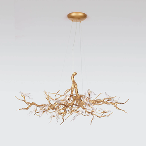 Hoge Kwaliteit Decoratie Sfeer Bar Hotel Gouden Kroonluchter Plafondlamp Vogel Vorm Led Decoratieve Boomtak Hanglamp - Product Image 1