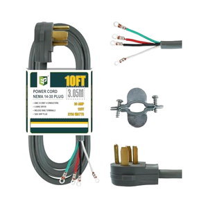 10 ft 10/4 SRDTドライヤーコード4プロング30AmpアプライアンスエクステンションパワーNEMA 14-30グレー家庭用110Vプラグ6FTケーブル長 - Product Image 1
