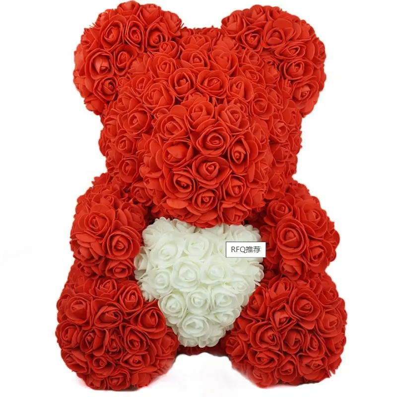 Oso de peluche Hugz completamente ensamblado, oso de flor de Rosa para el día de la madre, regalo de flores artificiales para el Día de San Valentín