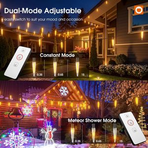 Christmas Decorations <strong>Remote</strong> Meteor Shower Waterproof Warm White Dual-Mode <strong>Timer</strong> Function Led Icicle Outdoor <strong>String</strong> <strong>Light</strong> - Product Image 4