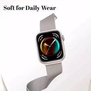 Banda de <span class=keywords><strong>Loop</strong></span> Milanese com Fecho Magnético Compatível para Apple Watch Band 38mm 41mm 42mm 44mm 45mm 49mm, Alça De Malha De Aço Inoxidável