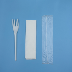 包装质量白色瓶子和塑料套装定制蓝色杯子重型木质餐具叉勺一次性机器制造商 - Product Image 2