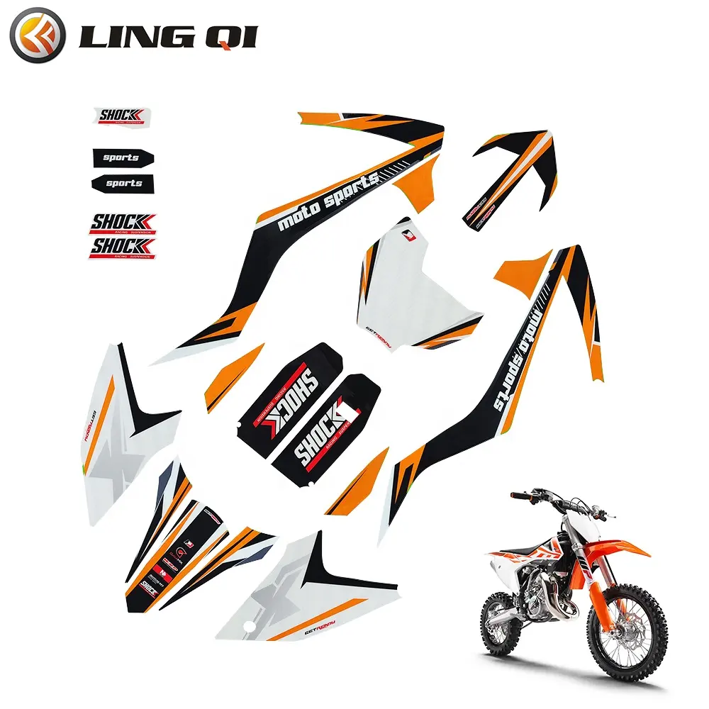 Lingqi Racing Off Road Xe Máy Sticker Kit Nhựa PVC Phổ Motocross Đối Với Kt65 Pit Xe Đạp Bên Dirt Xe Đạp Decal