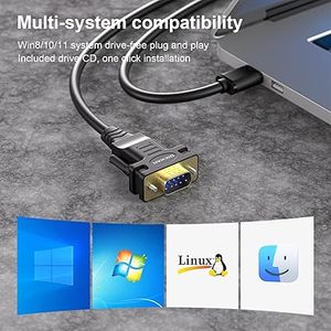 Jasoz USB 2.0เป็น RS-232อนุกรม DB9 9 PIN FTDI ชิปเซตคู่สายแปลง1.5ม. 3ม. 5ม. สำหรับ Windows Linux MacOS - Product Image 4